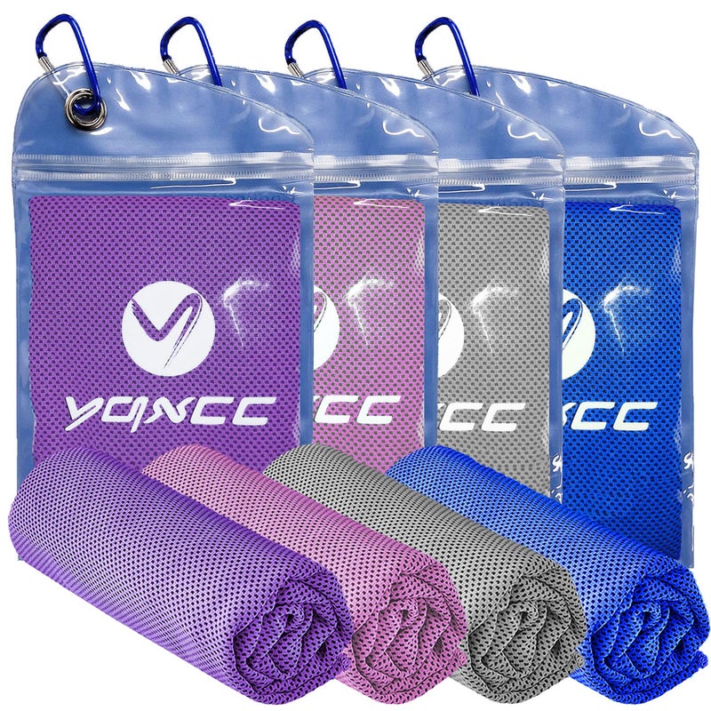 YQXCC Cooling Towels | 4 Pack 47"x12" | Ice Cool for Neck | Microfiber Soft Breathable Chilly | for Yoga, Sports, Golf, Gym, Camping, Running, Fitness, Workout & More Activities - Image 1